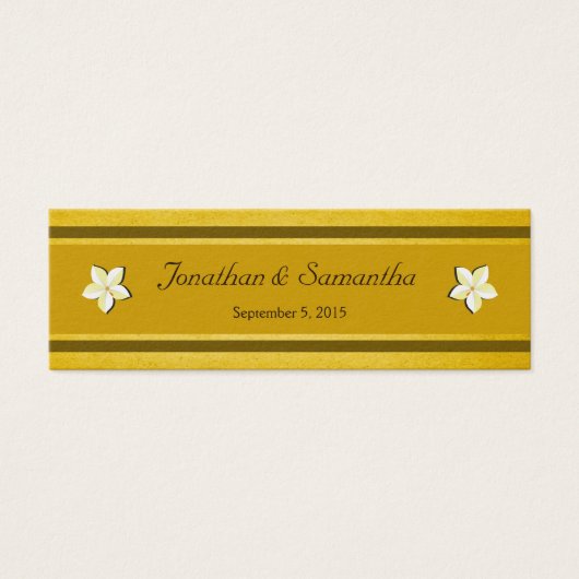 素朴金ゴールド結婚フローラのスリムメッセージカード (正面)