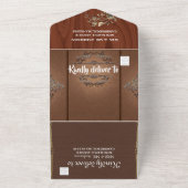 素朴金ゴールド結婚フローラの全招待状 オールインワン招待状 (外側)