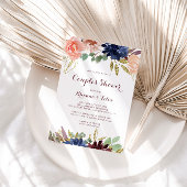 素朴金ゴールド葉書道カップルのシャワー 招待状