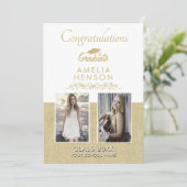 素朴金ゴールド2022年卒業2写真卒業 カード (スタンド正面)