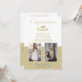 素朴金ゴールド2022年卒業2写真卒業 カード (正面/裏面インサイチュ)