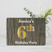 素朴金ゴールド6フェイクth Birthday Party;名前をカスタムする 招待状 (スタンド正面)