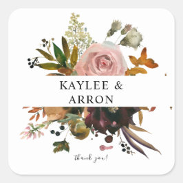 素朴金ゴールド、パープル&ピンクフローラありがとう2 スクエアシール