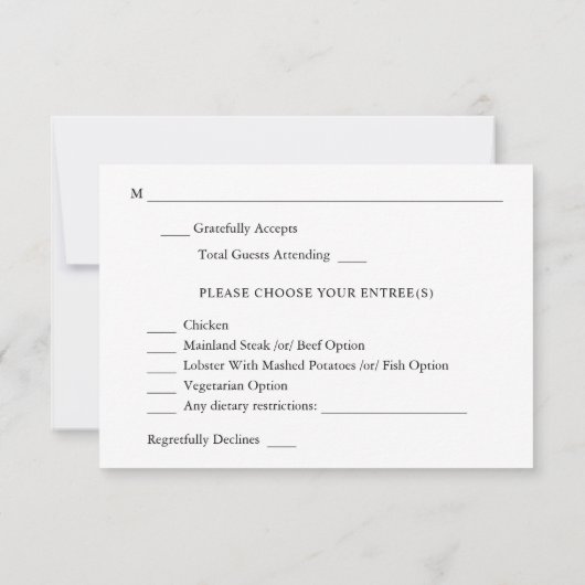 素朴金ゴールド、紫およびピンクのフローラと食事V2 出欠カード (裏面)