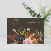 素朴金ゴールド、紫およびピンクのフローラと食事V2 - BR 出欠カード (スタンド正面)