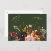 素朴金ゴールド、紫およびピンクのフローラと食事V2 - GR 出欠カード (正面/裏面)