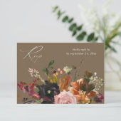 素朴金ゴールド、紫およびピンクのフローラと食事V2 - TA 出欠カード (スタンド正面)