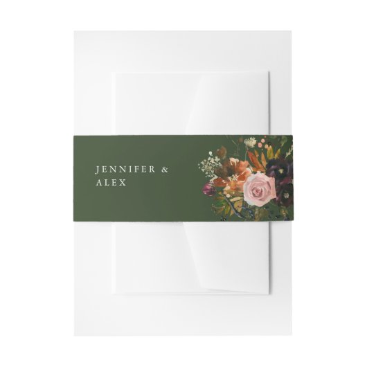 素朴金ゴールド、紫および赤面ピンクフローラ4 v2緑 招待状ベリーバンド (正面例)