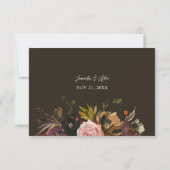 素朴金ゴールド、紫とピンクのフローラの食事なし – ブラウンV2 出欠カード (裏面)