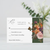 素朴金ゴールド、紫とピンクのフローラの食事なし – 緑V2 出欠カード (スタンド正面)