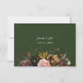 素朴金ゴールド、紫とピンクのフローラの食事なし – 緑V2 出欠カード (裏面)