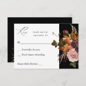 素朴金ゴールド、紫とピンクのフローラの食事なし – Blac V2 出欠カード (正面/裏面)