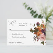 素朴金ゴールド、紫とピンクのフローラの食事v2 出欠カード (スタンド正面)