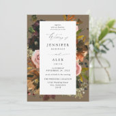 素朴金ゴールド、紫、およびピンクのフローラ4 – トープ結婚の 招待状 (スタンド正面)