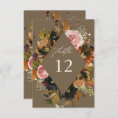 素朴金ゴールド、紫、およびピンクのフローラT表の番号 招待状 (正面/裏面)