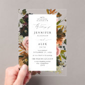 素朴金ゴールド、紫、ピンクフローラ4 アクリル招待状 (インサイチュ (ポータブル))