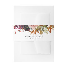 素朴金ゴールド、紫、赤面ピンクフローラ 招待状ベリーバンド