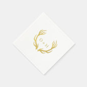 素朴金ゴールド〔雄ジカの〕枝角ホワ結婚イト紙ナプキン スタンダードカクテルナプキン (角)