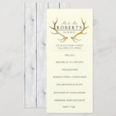 素朴金ゴールド〔雄ジカの〕枝角 |エレガントなウェディングラックカード プログラム (正面/裏面)