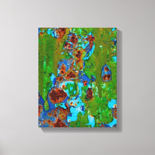 素朴金属剥離絵を描ヴィンテージ包まれたグランジ キャンバスプリント (正面)