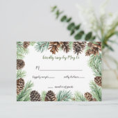 素朴針葉樹離れの松のコーン結婚の 出欠カード (スタンド正面)