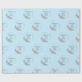 素朴銅ブルーフローラ50th誕生日パーティー ラッピングペーパー (フラット)