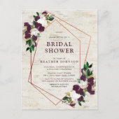 素朴銅幾何梅フローラブライダルシャワー 案内ポストカード (正面)