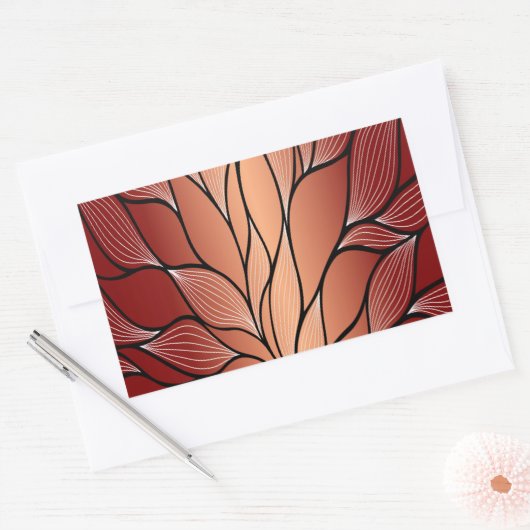 素朴銅文様離れ柄 長方形シール (封筒)