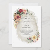 素朴開花エレガント誕生日招待状 招待状 (正面)