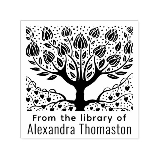 素朴開花ツリー、ハートルーツ#2ライブラリ集 セルフインキングスタンプ (デザイン)