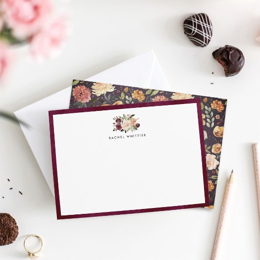 素朴開花パーソナライズされた文房具フラットカード ノートカード