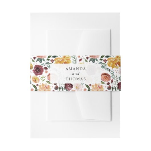 素朴開花ブルゴーニュフローラ結婚ズ 招待状ベリーバンド (正面例)