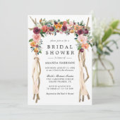 素朴開花ブルゴーニュ赤面フローラブライダルシャワー 招待状 (スタンド正面)