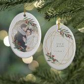 素朴開花初めてのクリスマス写真 セラミックオーナメント