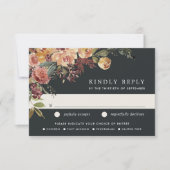 素朴開花水の色のフローラ結婚の食事の選択 出欠カード (正面)