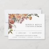 素朴開花水の色のフローラ結婚の食事の選択 出欠カード (正面)