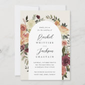 素朴開花水カラーフローラ結婚アーチ 招待状 (正面)