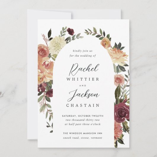 素朴開花水彩フローラアーチ 招待状 (正面)