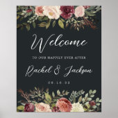 素朴開花水彩フローラ結婚の歓迎 ポスター (正面)
