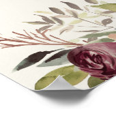 素朴開花水彩フローラ結婚の歓迎 ポスター (角)