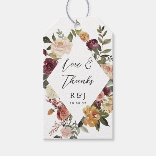 素朴開花水彩フローラ結婚式の引き出物 ギフトタグ (正面)