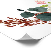 素朴開花水彩花の結婚歓迎 ポスター (角)