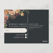 素朴開花水色フローラ結婚式RSVP ポストカード (裏面)