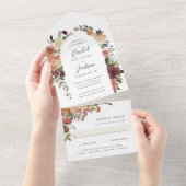 素朴開花水色フローラ結婚 オールインワン招待状 (貼ってはがせる)