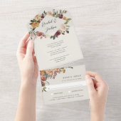 素朴開花水色フローラ結婚 オールインワン招待状 (貼ってはがせる)