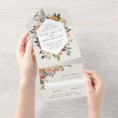 素朴開花水色フローラ結婚 オールインワン招待状 (貼ってはがせる)
