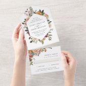 素朴開花水色フローラ結婚 オールインワン招待状 (貼ってはがせる)