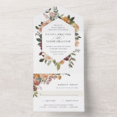 素朴開花水色フローラ結婚 オールインワン招待状 (内側)