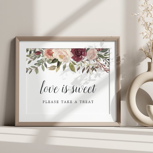 素朴開花結婚のデザートバー標識 ポスター