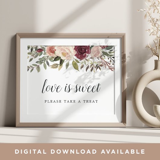 素朴開花結婚のデザートバー標識 ポスター